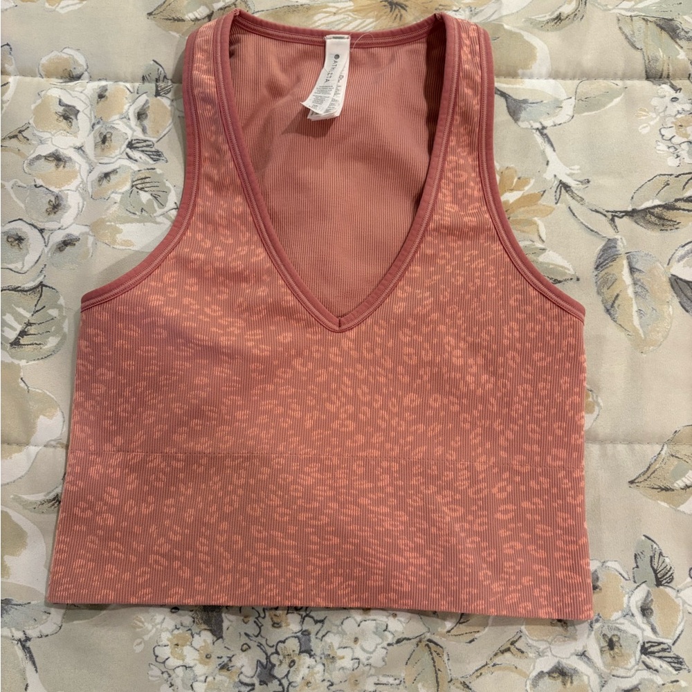 Athleta Mauve Leopard Print Crop Top